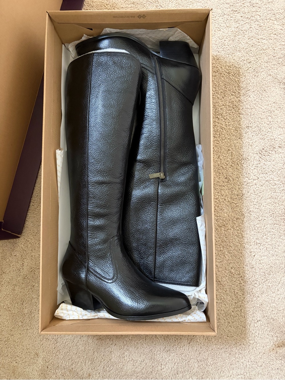 Johnston & Murphy Classic Black Leather Knee-High Boots NWT